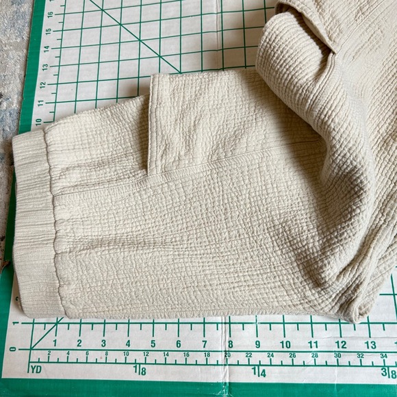 Grade Gather Size L Pants Tan Cotton Gauze Thick Cargo Boho Asian Jedi Lagenlook - Picture 7 of 11